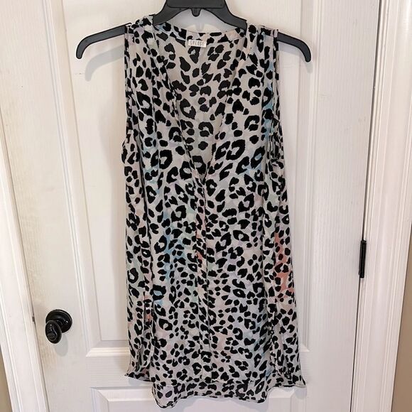 Spense leopard print spotted pastel rainbow print long lined tank - Picture 1 of 6